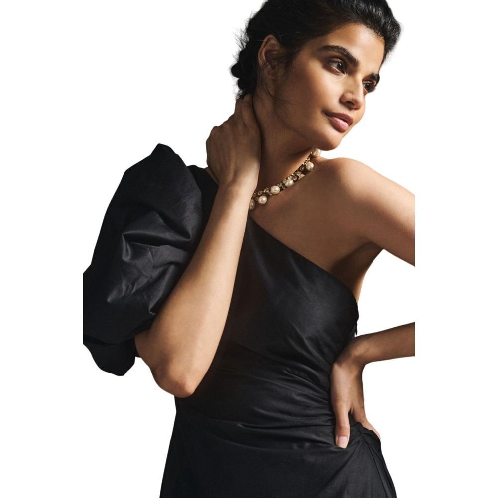 NWT Anthropologie Aureta Studio Black Evening Dress S - Picture 4 of 14